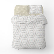 Постільна білизна Цвітіння трав блакитний - Горох бежевий бязь Home Line