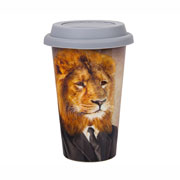 Кружка порцеляновий з силіконовою кришкою 400 мл Лев Lefard 924-618