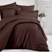 Комплект постільної білизни Selena Сатин Stripe шоколад 310060