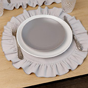 Серветка кругла Каберне сіра Прованс із рюшем