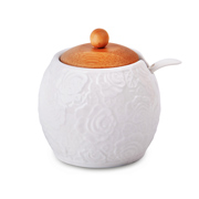 Цукорниця фарфорова з бамбуковою кришкою 9х9х11см Lefard 944-002