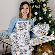 Фартух кухонний гобеленовий новорічний Казкові гноми Прованс