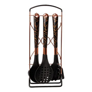 Набір кухонного приладдя на підставці 6 шт Мармур TS Kitchen YRUR6 чорний