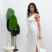 Сукня в'язана довга ажурна Art Knit молочна