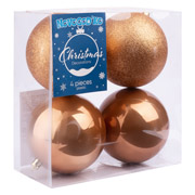 Набір ялинкових куль 10 см 4 шт Novogod'ko 974424 бронза