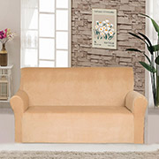 Велюровий чохол на тримісний диван Love you бежевий