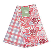 Набір вафельних рушників для кухні Клітинка та квіти Home Line 169662 червоно-лавандовий