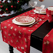 Доріжка новорічна Дзвіночки на червоному Прованс