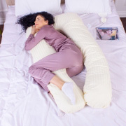 Подушка для вагітних та відпочинку U-подібна 8025 Satin Stripe Soft Yellow MirSon