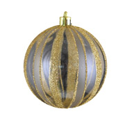 Куля новорічна 8 см зі смужками із гліттера Yes! Fun 972876