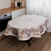 Скатертина овальна гобеленова Лавандовий садочок Прованс