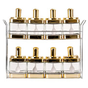 Набік банок для сипучих на підставці з ложкою 8х350 мл Yiwu HP-1338 золото