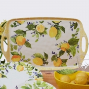 Піднос із ручками з меламіну 48х30 см Аромат лимона Certified International 32763 білий