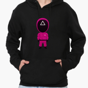 Худі чоловічий Трикутник Солдат Гра в кальмара Squid Game MobiPrint 9225-3359 чорний