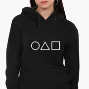 Худі жіночий Трикутник Квадрат Коло Гра в кальмара Squid Game MobiPrint 8921-3373 чорний