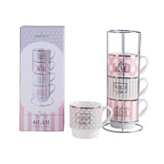 Набір чашок на стійці Limited Edition Glam 4х345 мл B248-T2005