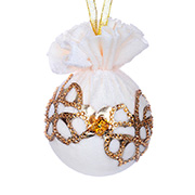 Елочный шар с золотым украшением Шампань 8см Lefard 085-207