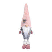 Іграшка м'яка новорічна 45 см Гном в рожевому ковпаку LED ніс Novogod'ko 974632