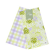 Набір вафельних рушників для кухні Клітинка та квіти Home Line 169664 салатово-бузковий