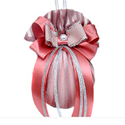 Ялинкова куля 8 см з подвійним бантом та перлиною Рожева перлина Lefard 085-030