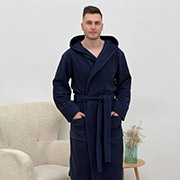 Чоловічий флісовий халат із капюшоном 915 Cosy темно-синій