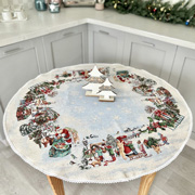 Скатертина гобеленова новорічна з мереживом Limaso Village