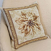 Декоративна гобеленова новорічна подушка Квітка в рамці Золоте свято Прованс Декоративна гобеленова новорічна подушка