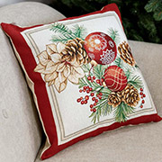 Декоративная гобеленовая новогодняя подушка Present Шишки Прованс