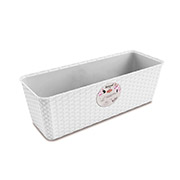 Вазон пластиковый прямоугольный Natural 50х18х16 см с функцией автополива Stefanplast 73500 белый