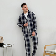 Чоловіча піжама-трійка F601P+f01 сорочка-штани-футболка Cosy темно-синій-сірий