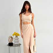 В'язана спідниця на запах Kayla Art Knit беж