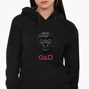 Худи женский Маска Распорядителя Игра в кальмара Squid Game MobiPrint 8921-3381 черный