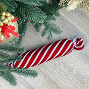 Декоративна новорічна подушка-цукерка Прованс червона