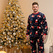 Чоловіча тепла піжама Santa VEL060 джемпер і штани Cosy синя