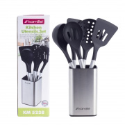 Набір кухонного приладдя з підставкою 6 предметів з нержавіючої сталі Kamille 5238