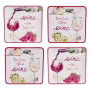 Набір тарілок для салату 22х22 см 4 предмета Свято молодого вина Certified International 28126-set