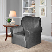 Велюровий чохол для крісла Love You темно-сірий