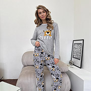 Жіноча тепла піжама Baby Leo KMW11 лонгслів і штани Cosy сіра