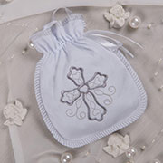 Мішечок для хрещення Чарівний янгол Бетіс бавовна білий з сріблом