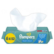 Серветки дитячі вологі 6х52 шт Fresh Clean Pampers 8001841078175