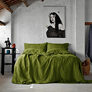 Лляна постільна білизна Muse olive Stonewash SoundSleep Євро King