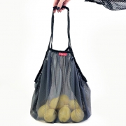 Сумка для покупок до 10 кг серая сетка с черными ручками Мой Дом CU6068