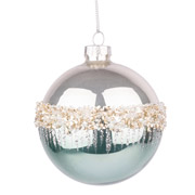 Куля новорічна 8 см Novogod'ko 973847 срібло глянець орнамент