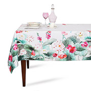 Скатертина бавовняна з тефлоновим просоченням Квіти на воді Villa Grazia Premium