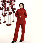 Брюки Олівія в'язані з візерунком Art Knit червоний