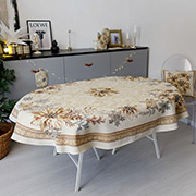 Скатертина новорічна гобеленова овальна Золоте свято Прованс