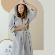 Халат жіночий вафельний з капюшоном 201 Cosy сірий