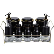 Набір для спецій та рідких текстур на підставці 8 шт Yiwu HP-1359 чорний