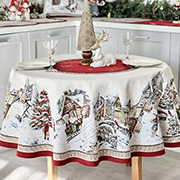 Кругла гобеленова новорічна скатертина Benask LiMaSo