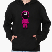 Худі чоловічий Квадрат Офіцер Гра в кальмара Squid Game MobiPrint 9225-3360 чорний